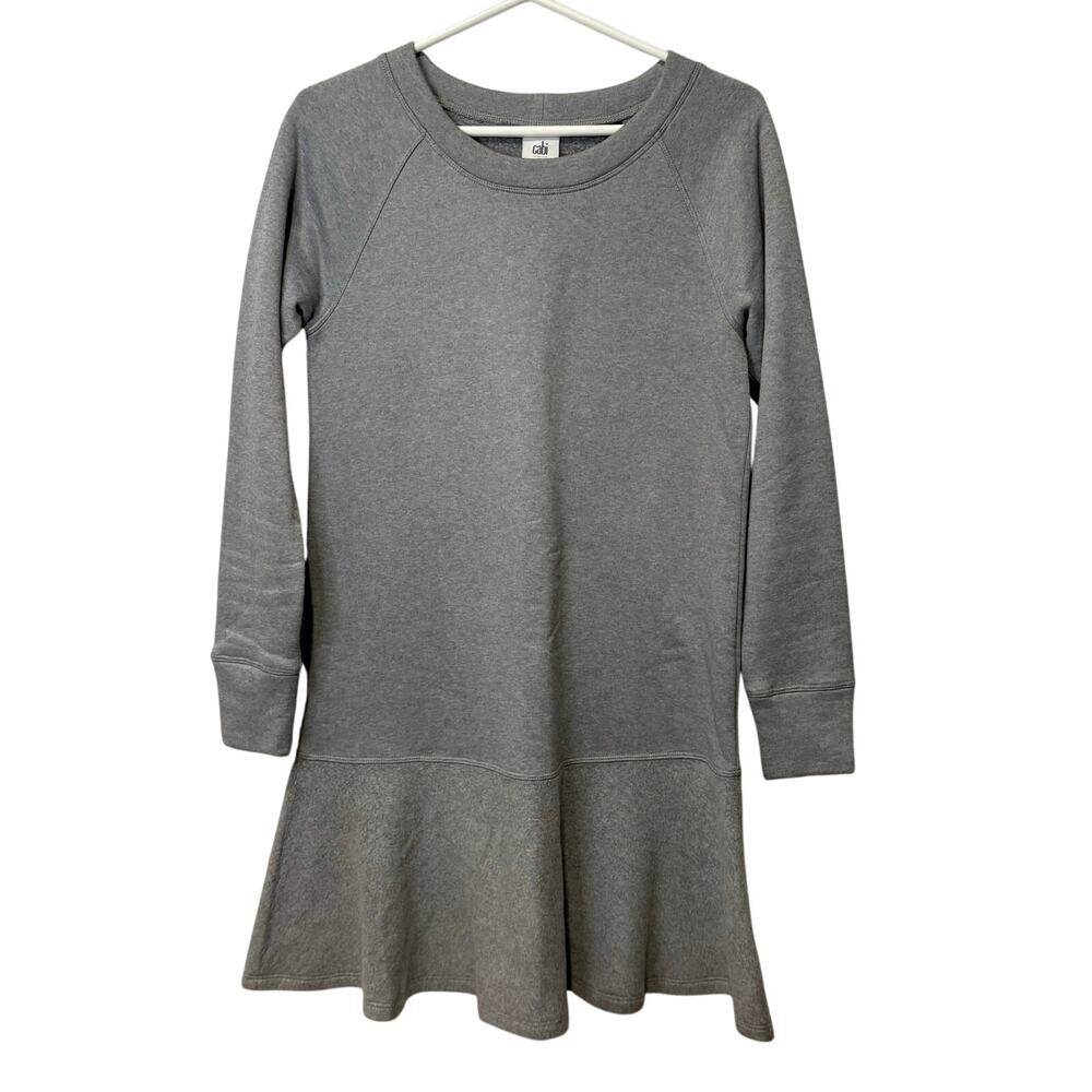 CAbi Flashdance Gray Long Sleeve Sweatshirt Dress Fleece Ruffle Bottom Small
